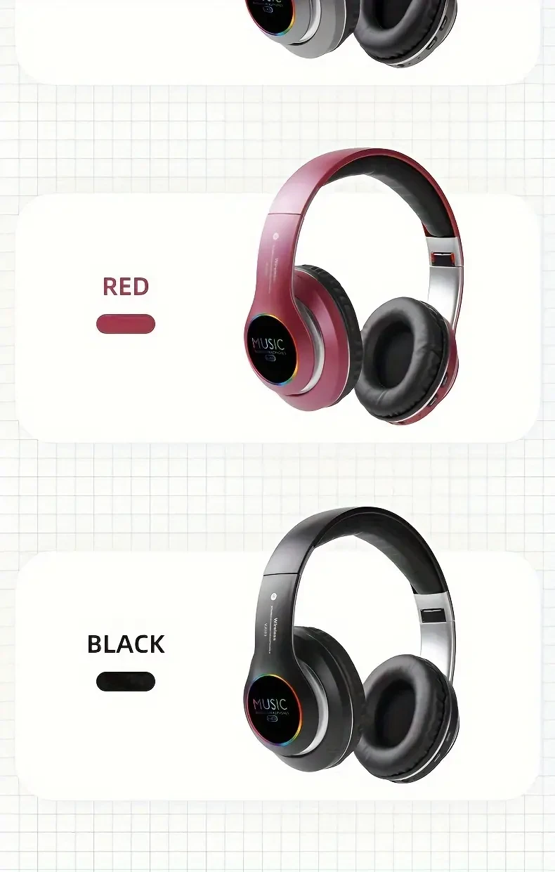 [Mejorado] Audífonos inalámbricos con graves profundos, ligeros y plegables, micrófono integrado, compatibles con cable de audio de 3.5 mm, sonido estéreo para viajes, trabajo, laptop, PC y teléfono celular. Audífonos inalámbricos para juegos iOS, regalo 