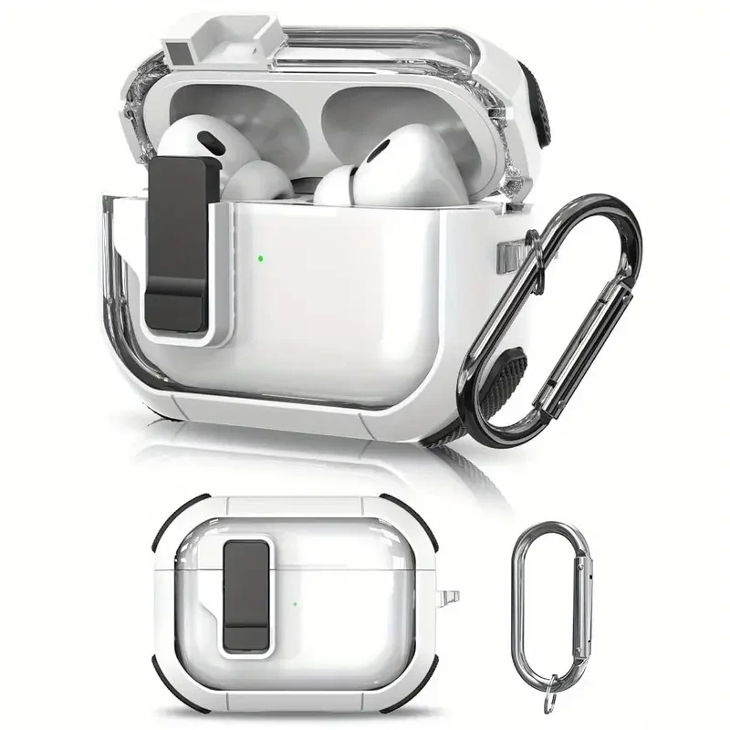 Estuche para AirPods con cierre magnético, funda protectora de TPU con clip de seguridad, soporte para auriculares resistente a arañazos con mosquetón para AirPods 1/2/3/4 Pro, regalo ideal para parejas.