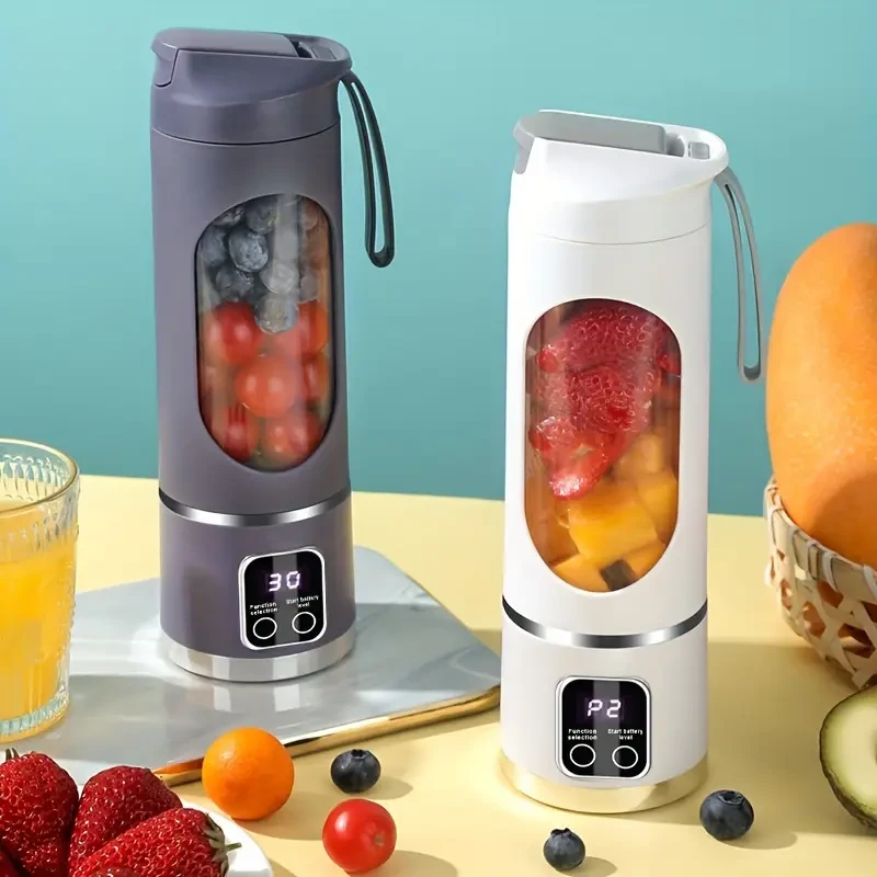 Licuadora portátil recargable por USB con pantalla LED - 450 ml, ideal para batidos y jugos frescos, diseño compacto para llevar.