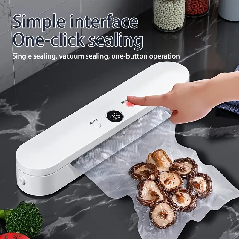Selladora al vacío automática compacta - 110-130 V, enchufe estadounidense, ideal para conservar alimentos y refrigerios, esencial en la cocina