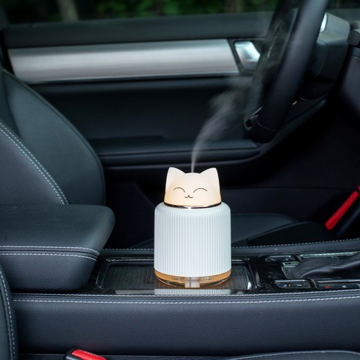 Humidificador ultrasónico de aire para el hogar y la oficina, difusor de aceites esenciales USB de 250 ml con luz LED y diseño de conejo de dibujos animados.
