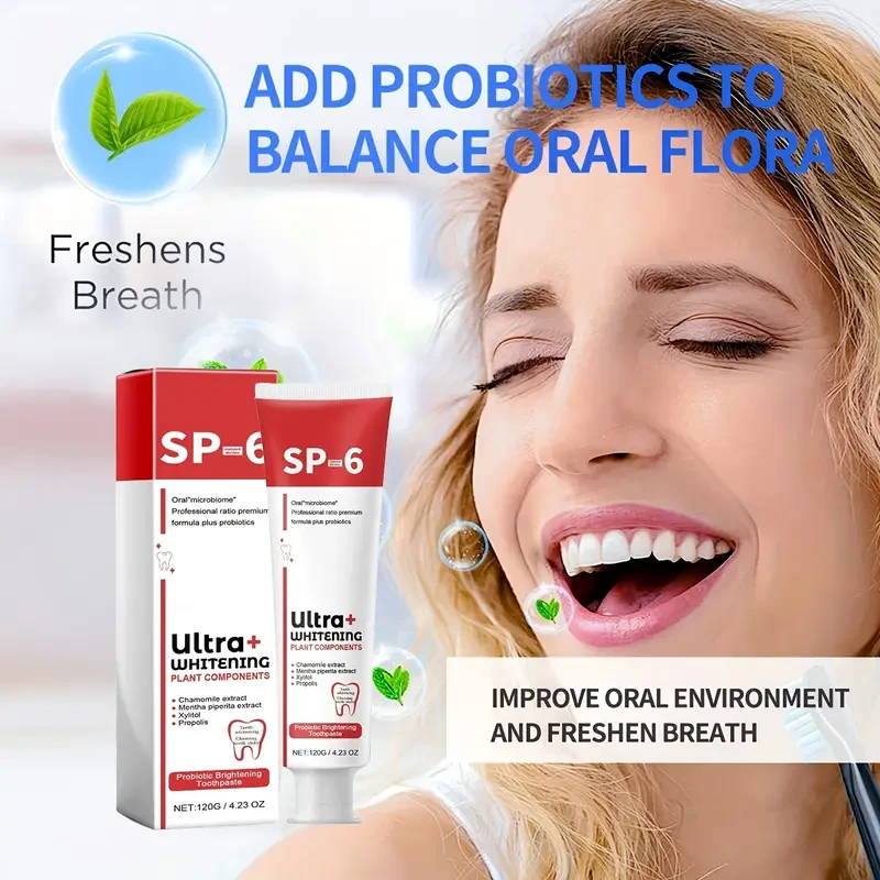 Pasta dental ultra blanqueadora con probióticos y extracto de menta (paquete de 2)