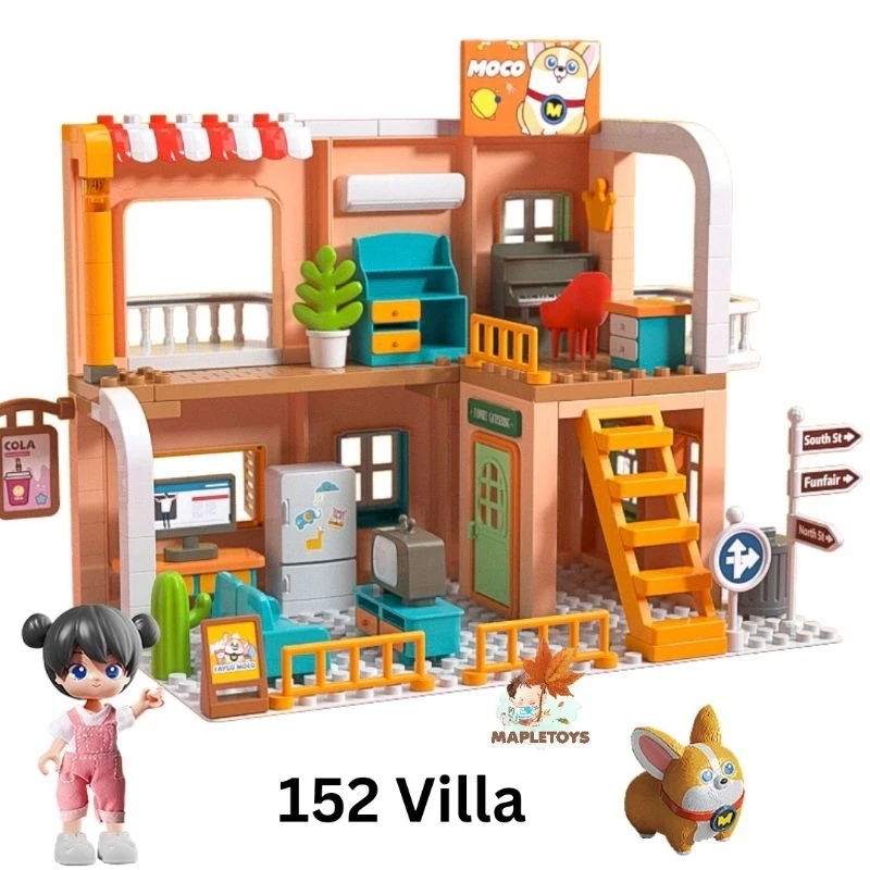 Bloques de construcción de casa de muñecas 152 piezas compatibles Duplo Feelo Genius Architect Villa Casa grande juguetes para niños