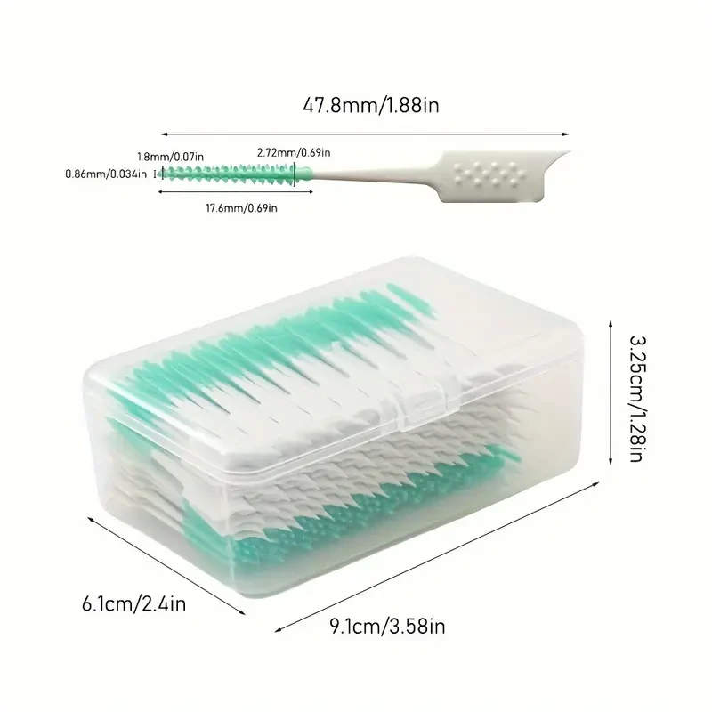 Cepillos interdentales en caja compacta, limpiadores interdentales de silicona suave con punta flexible