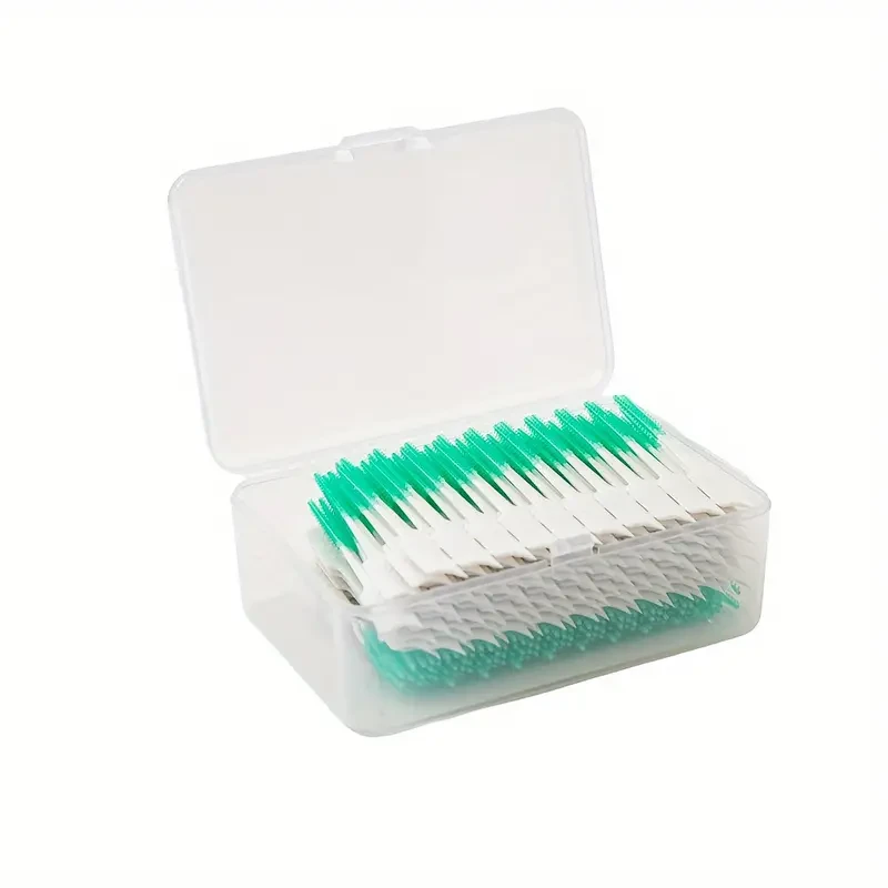 Cepillos interdentales en caja compacta, limpiadores interdentales de silicona suave con punta flexible