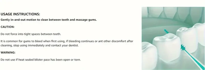 Cepillos interdentales de 100 unidades con cerdas de goma suaves y flexibles