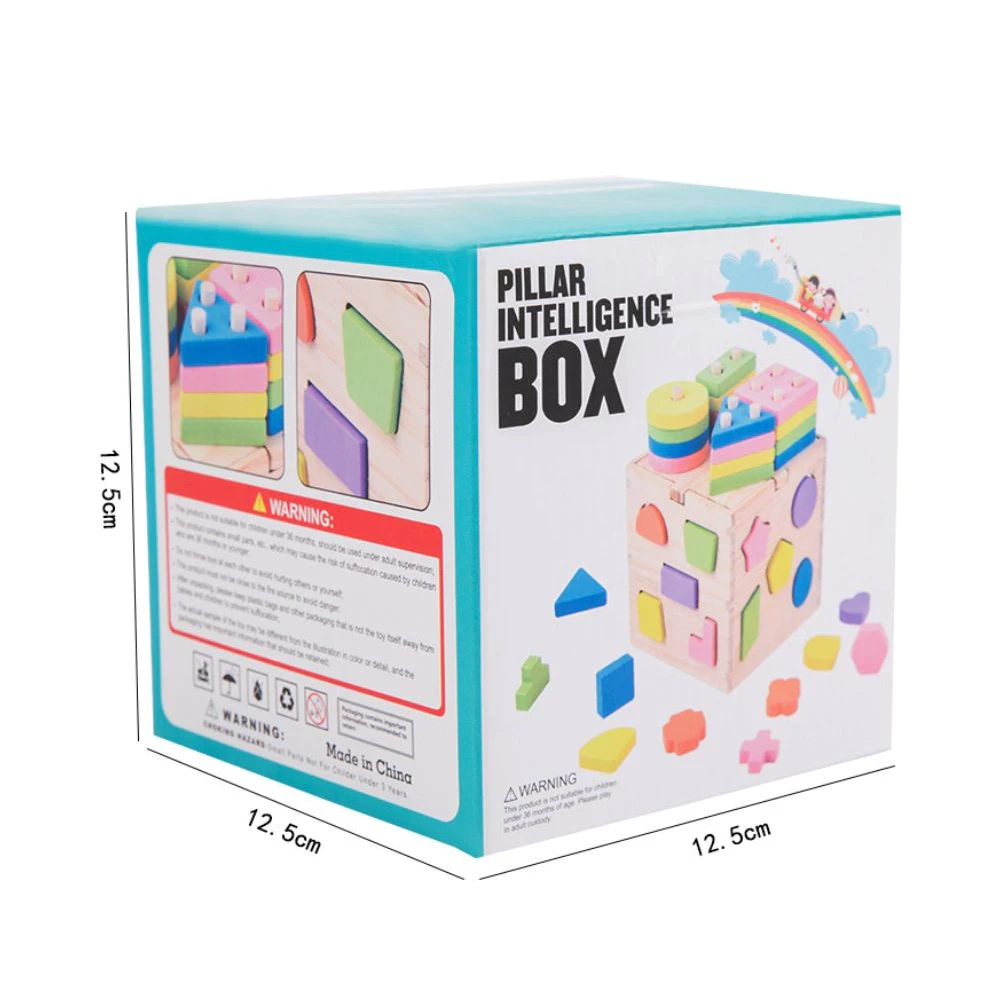 Juguetes educativos de madera, rompecabezas de motor, geometría, caja de juguetes de madera 3D