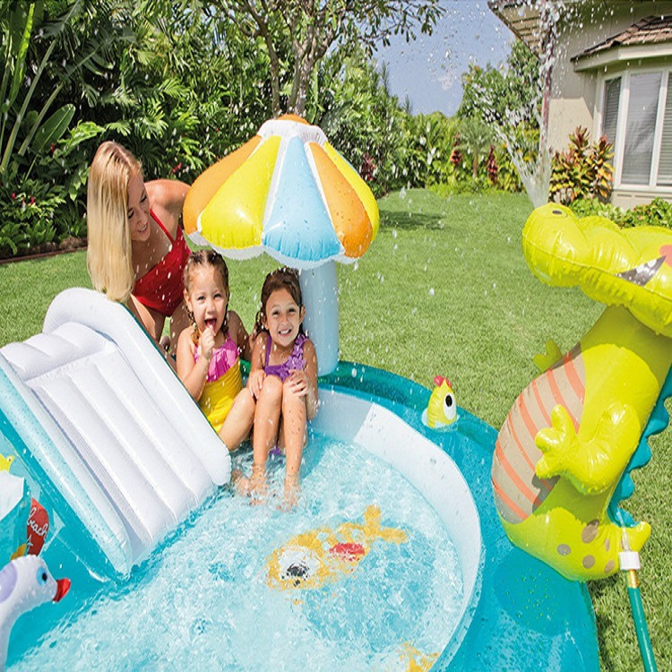 Tobogán, chorro de agua, parque, piscina, piscina de juegos para niños