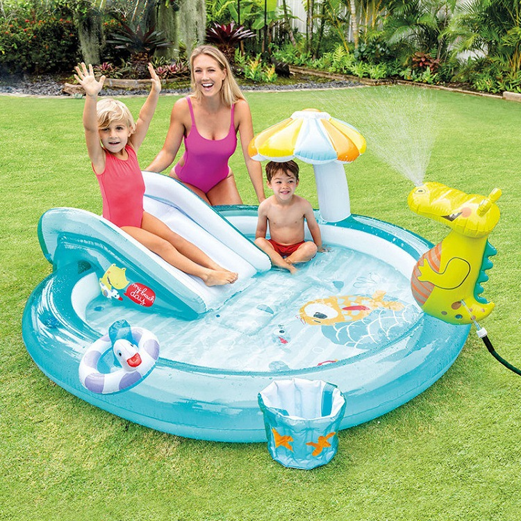 Tobogán, chorro de agua, parque, piscina, piscina de juegos para niños