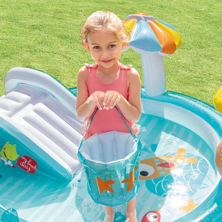 Tobogán, chorro de agua, parque, piscina, piscina de juegos para niños