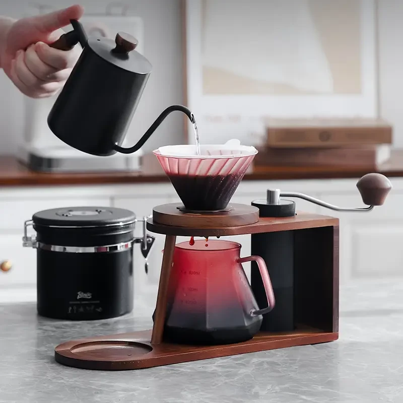 Juego de cafetera de vidrio premium con taza de filtro