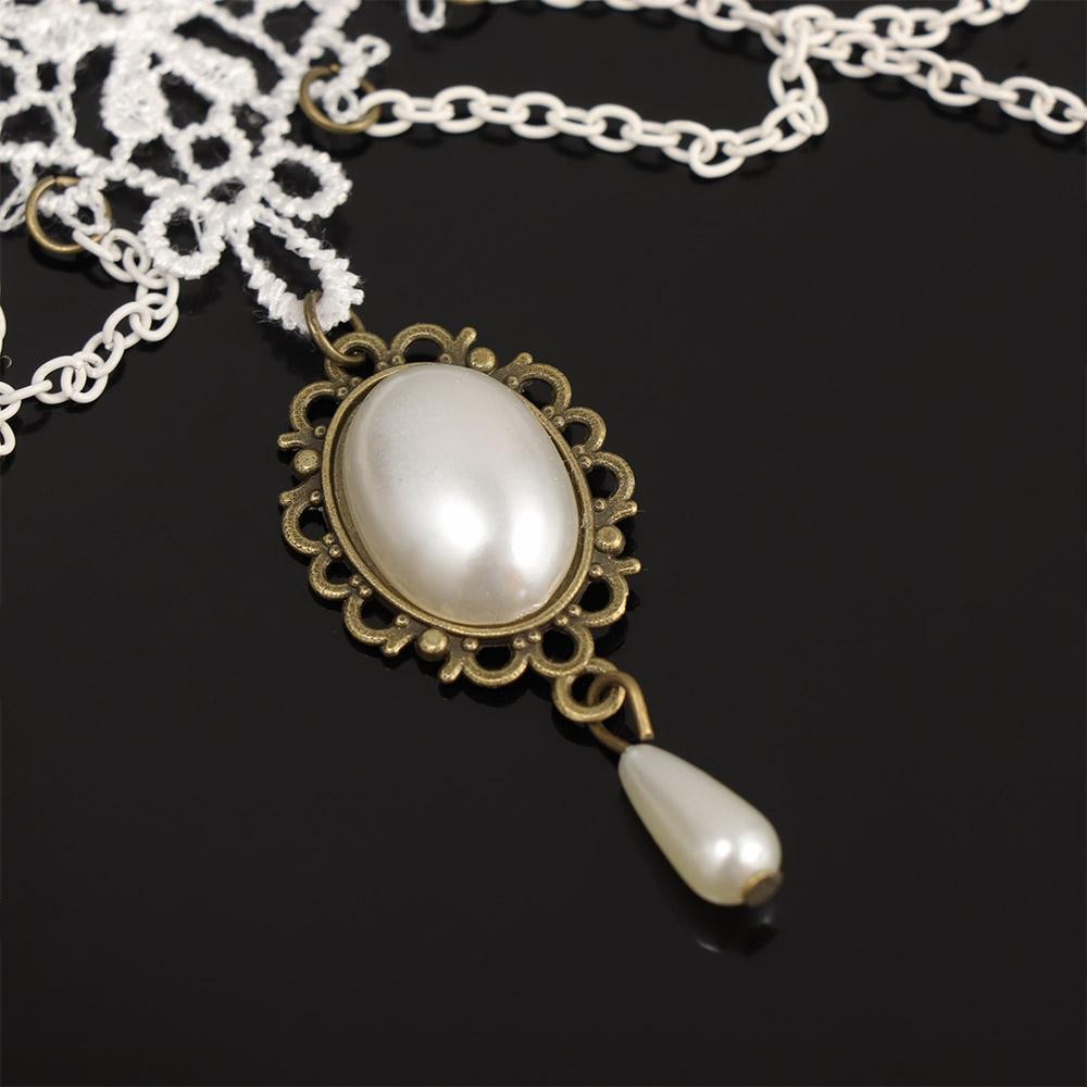 Gargantilla vintage con borlas y perlas de imitación para boda