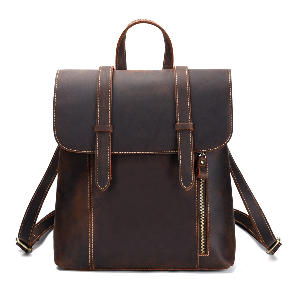 Bolso de viaje retro informal de cuero de primera capa de gran capacidad