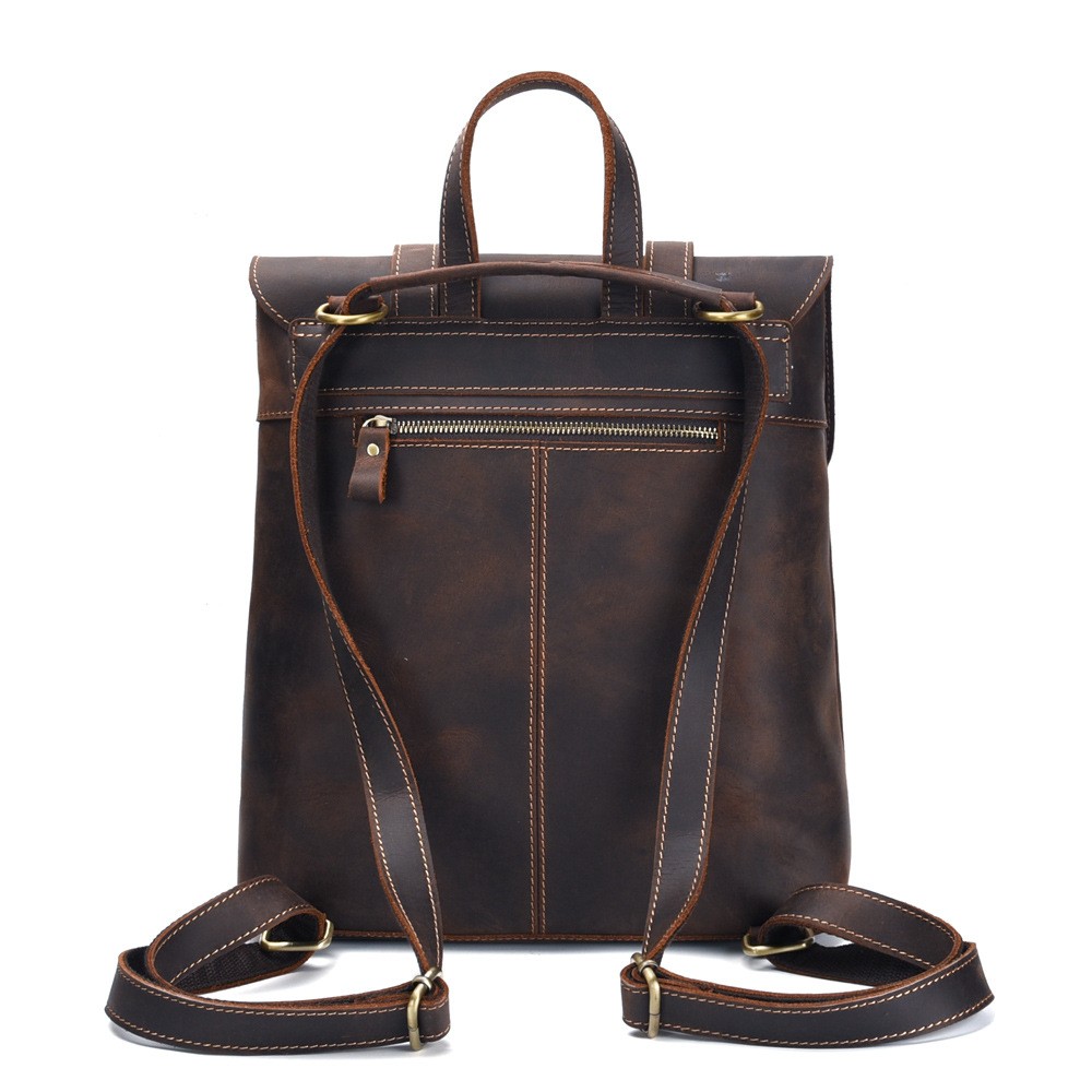 Bolso de viaje retro informal de cuero de primera capa de gran capacidad