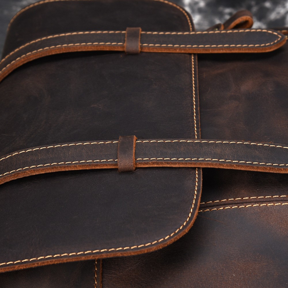 Bolso de viaje retro informal de cuero de primera capa de gran capacidad