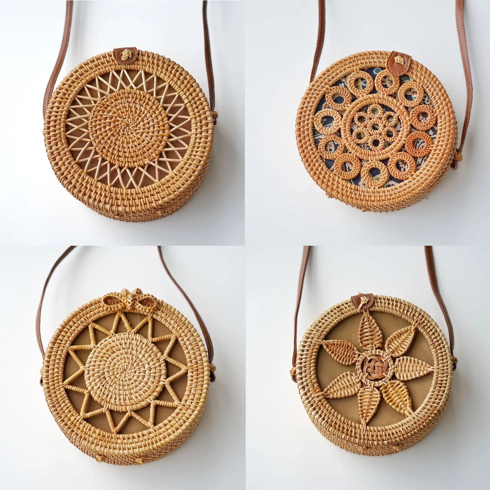 Bolso de tejido de ratán retro con personalidad de moda