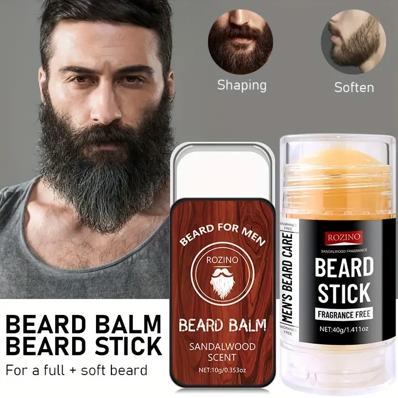 Set combinado de cuidado de barba de sándalo: fresco y perfumado, ligero y no graso, profundamente hidratante y de rápida absorción.