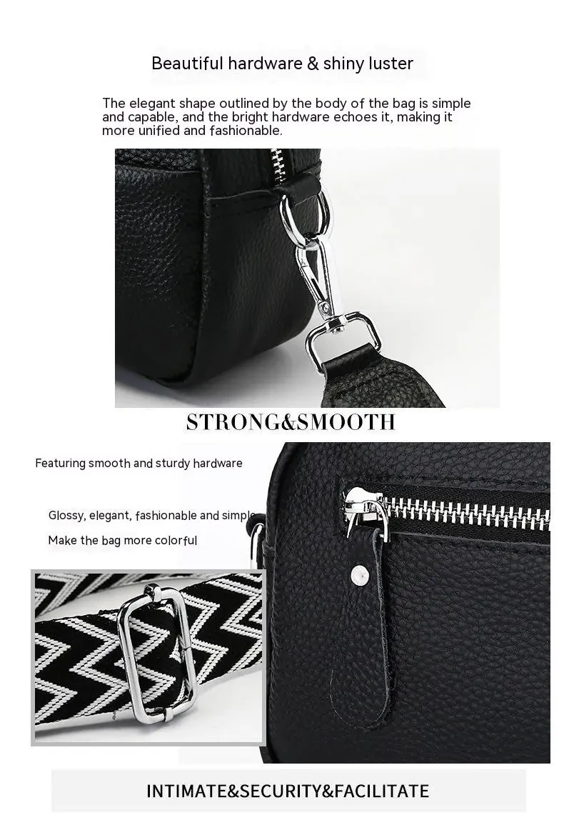 Bolso bandolera sencillo de moda con capa superior de piel de vaca, pequeño bolso cuadrado