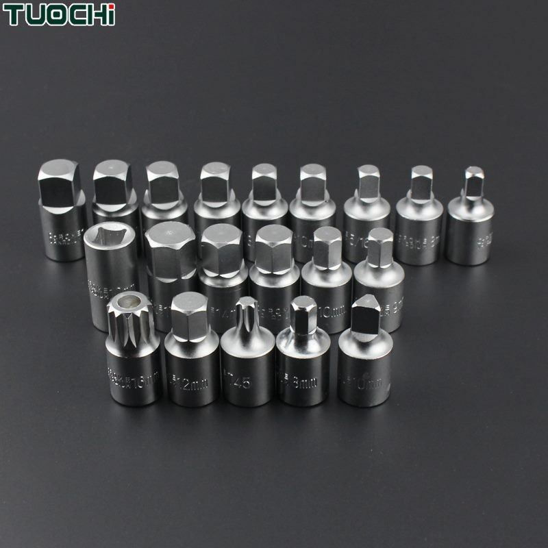 Kit de 21 piezas de herramientas para quitar tapones de drenaje de aceite con llave de vaso