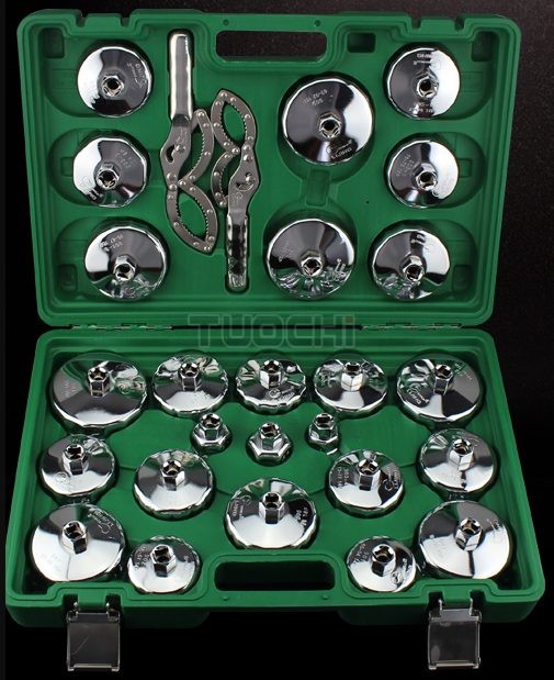 Juego de 27 llaves de vaso para filtro de aceite de automóvil, herramienta de extracción de tapa compatible