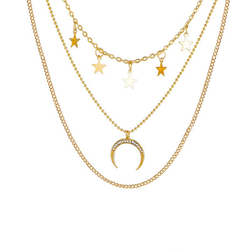 Collar con colgante multicapa de estrella de cinco puntas