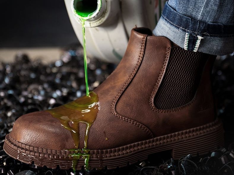 Botas de trabajo para mujer con puntera de acero, sin cordones, de seguridad, de cuero engrasado, resistentes a perforaciones, talla 8-13