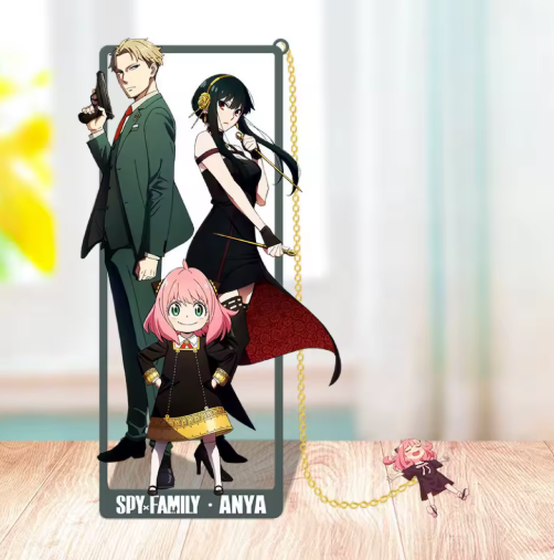 Marcapáginas de metal inspirados en Spy x Family para fanáticos del anime, un regalo único para estudiantes y cosplayers.