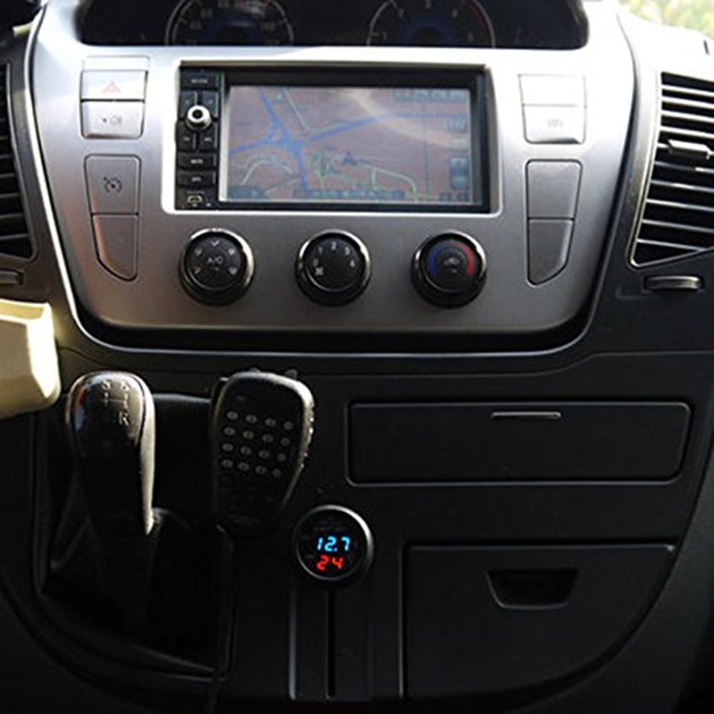 Medidor de voltaje multifuncional para coche, LED, digital, USB