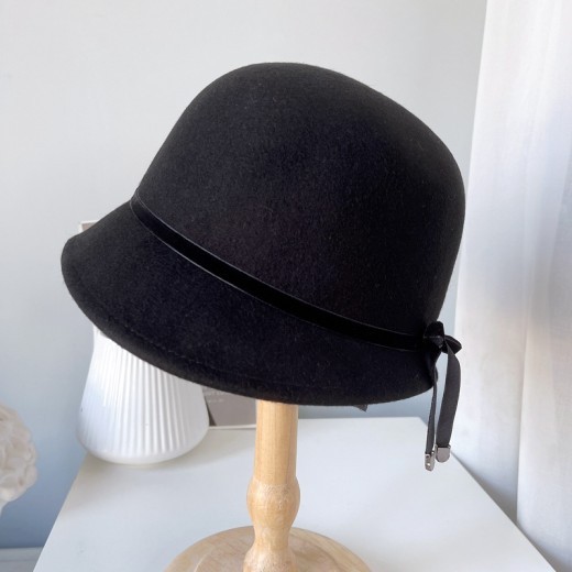 Sombreros de fieltro de lana con lazo fino para mujer