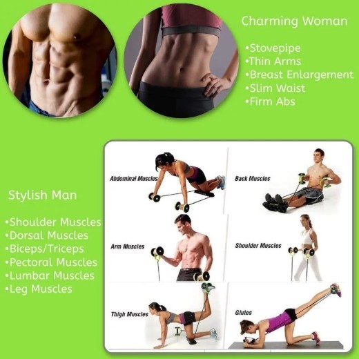 Rueda de gimnasio para la familia, rueda para abdominales, rueda de gimnasio, rodillo, remo silencioso