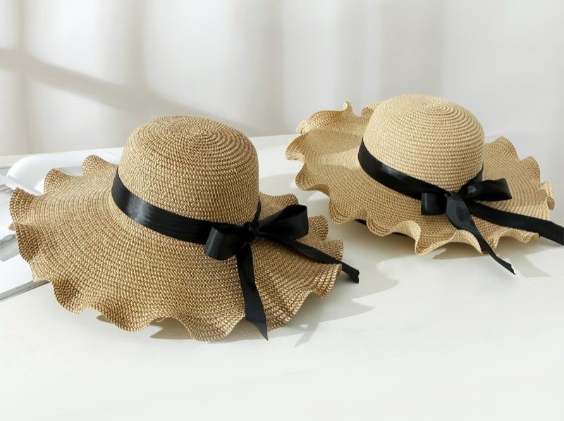 Sombrero de paja marrón para mujer, de ala ancha, estilo Derby, para playa y verano