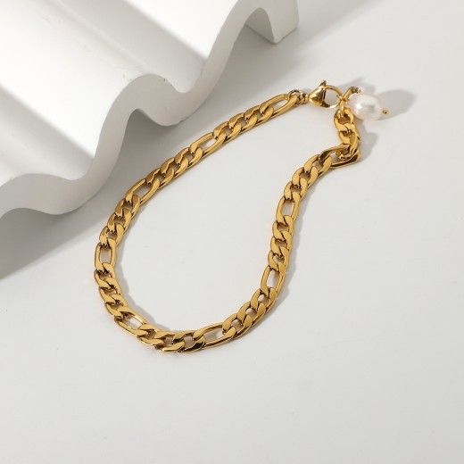 Tobilleras de acero inoxidable chapadas en oro de 18 quilates