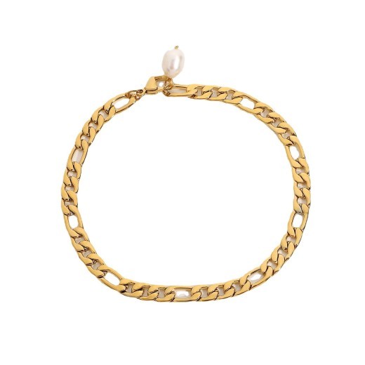 Tobilleras de acero inoxidable chapadas en oro de 18 quilates