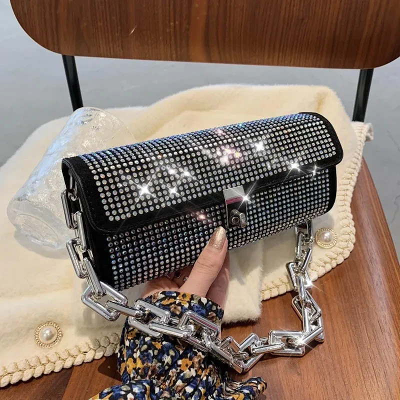 Bolso de mano de un solo hombro con diamantes de imitación para mujer