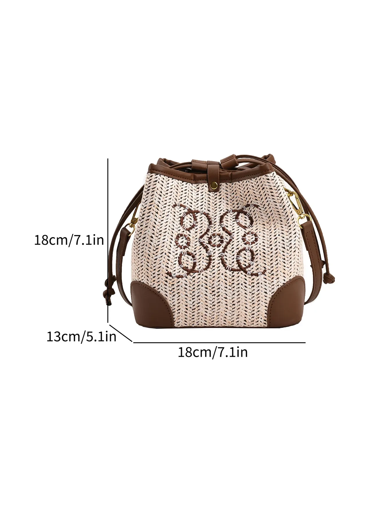 Bolso de playa tejido tipo cubo de paja para mujer