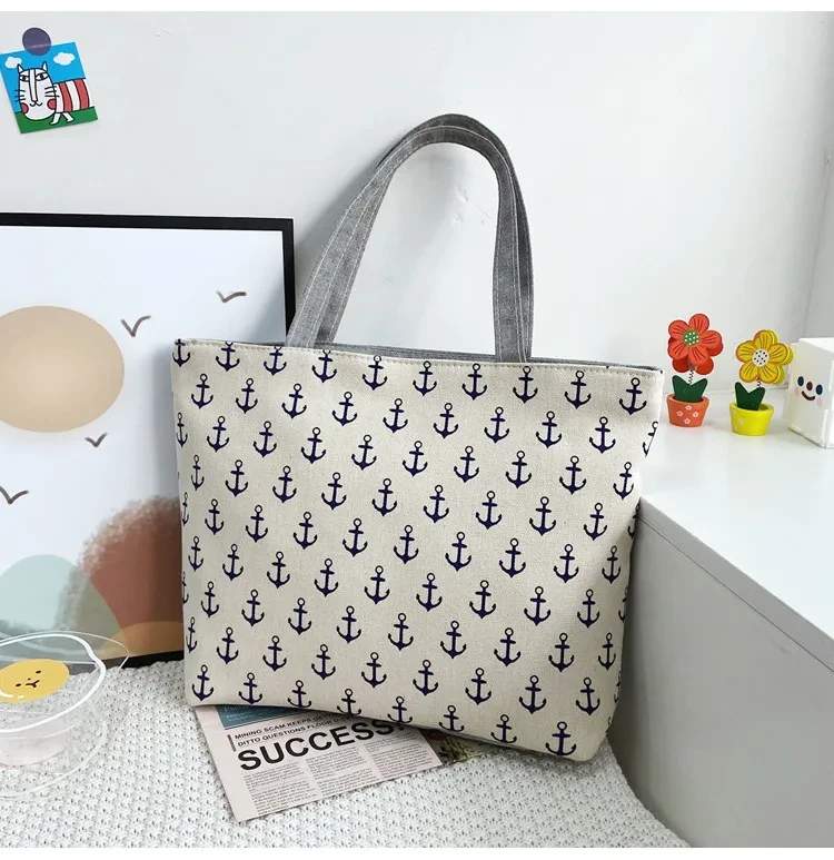 Bolso de mano portátil de gran capacidad con diseño de ancla de barco simple