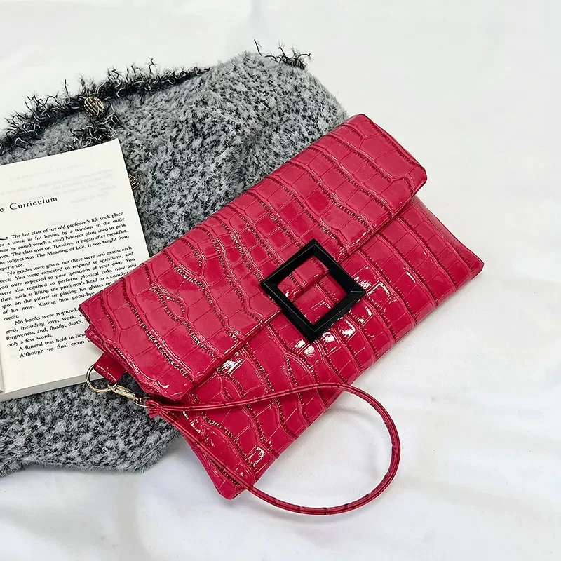 Bolso de hombro para mujer con estampado de cocodrilo a juego