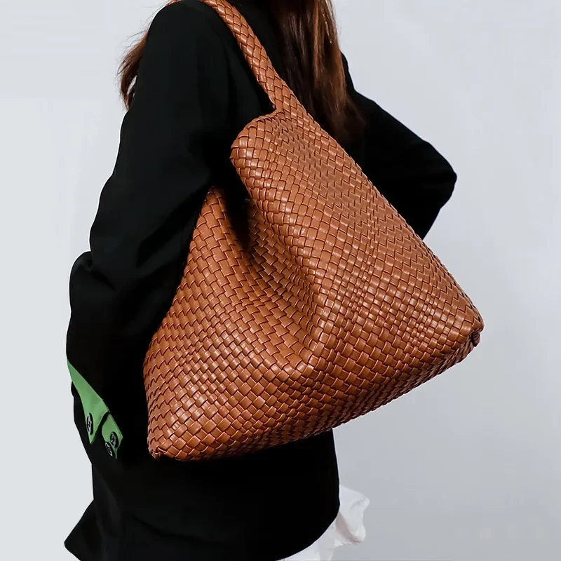 Bolso informal de moda de gran capacidad tejido a mano para mujer