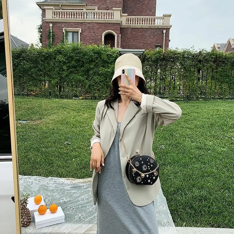 Bolso bandolera vintage con cadena bordada para mujer