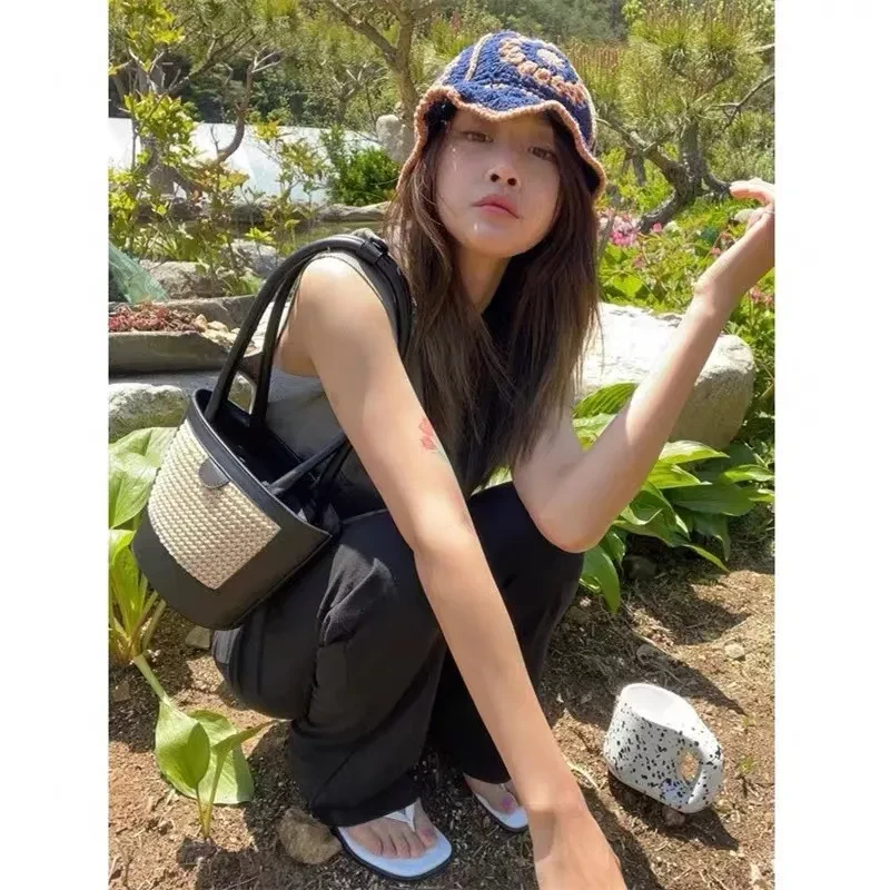Nuevo bolso bandolera de paja para mujer