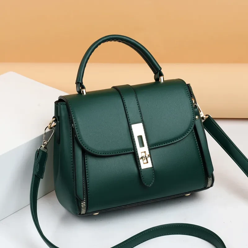 Bolso de hombro para mujer, de piel suave, tipo mensajero, portátil