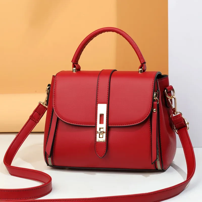 Bolso de hombro para mujer, de piel suave, tipo mensajero, portátil