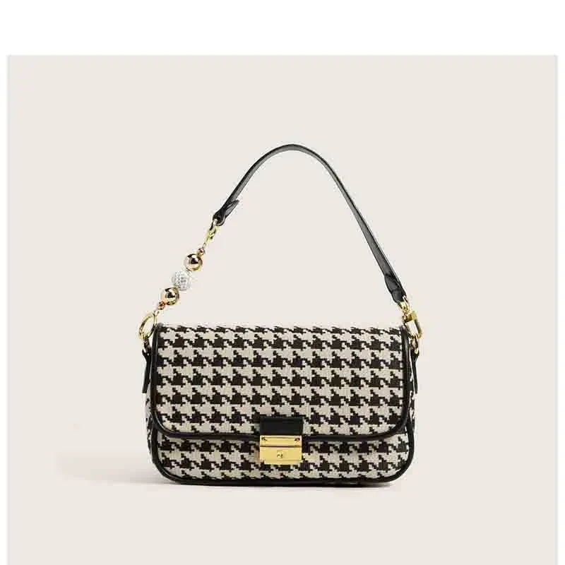 Bolso de hombro con estampado de pata de gallo de Fashion Ins