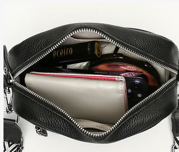 Bolso bandolera de cuero de primera capa, sencillo y de moda para mujer.