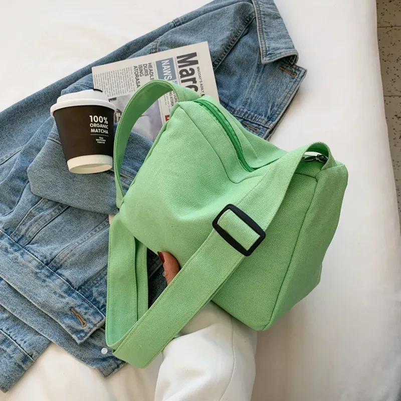 Bolso bandolera grande de tela portátil, informal, sencillo y artístico para mujer, de lona color caramelo