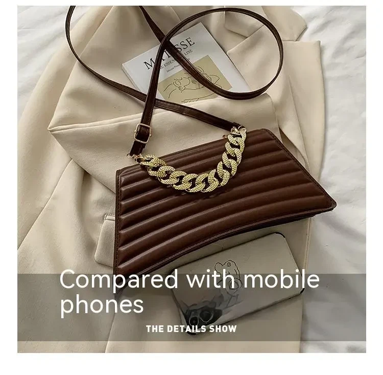 Bolso de hombro portátil con cadena a cuadros y sangría, bolso de novia rojo para mujer