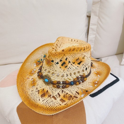 Sombrero de playa para exteriores, sombrero de paja vaquero, sombrero de copa, protector solar, sombrero para el sol