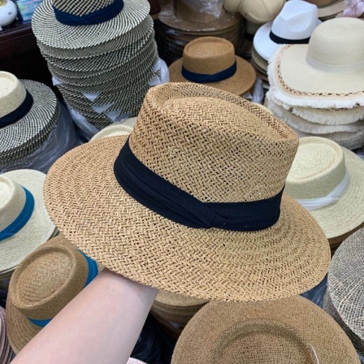 Sombrero de verano, sombrero plano de paja, sombrero de paja de rafia para mujer, sombrero de playa para vacaciones, parasol, sombrero de pescador, sombrero de red rojo