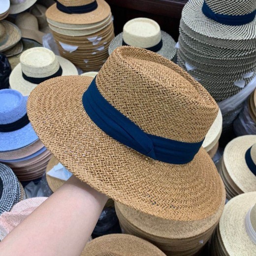Sombrero de verano, sombrero plano de paja, sombrero de paja de rafia para mujer, sombrero de playa para vacaciones, parasol, sombrero de pescador, sombrero de red rojo