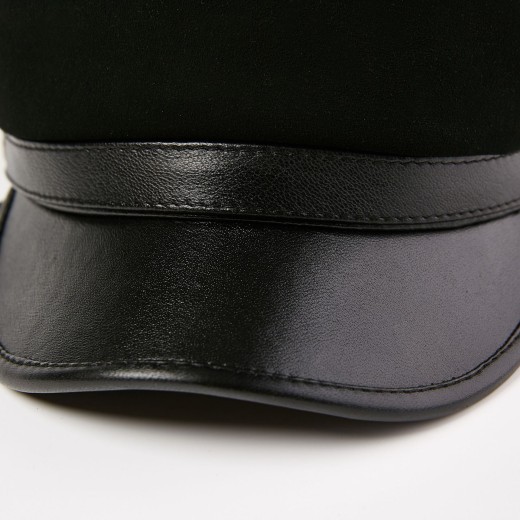 Sombrero de piel de oveja de moda, de copa plana, para jóvenes estudiantes, de cuero unisex, estilo coreano, informal, estilo azul marino.